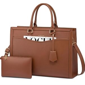 Lovevook Brown PU Leather Handbag with Pouch